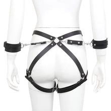 Load image into Gallery viewer, Pu Leather Harness Adjustable With Hand Cuffs Leg Cuffs