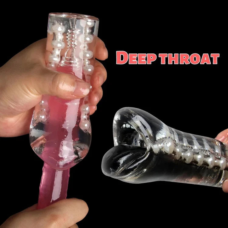 Transparent Oral Anal Sex Masturbation Cup With Beads