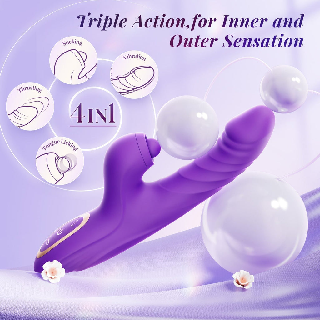 CHERLY 4 in 1 G Spot thrusting & sucking vibrator Clitoral Stimulator