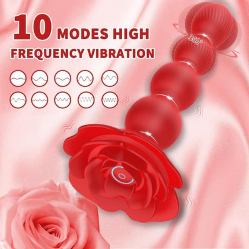 10 Vibrations and 360° Twisting Silicone Anal Beads