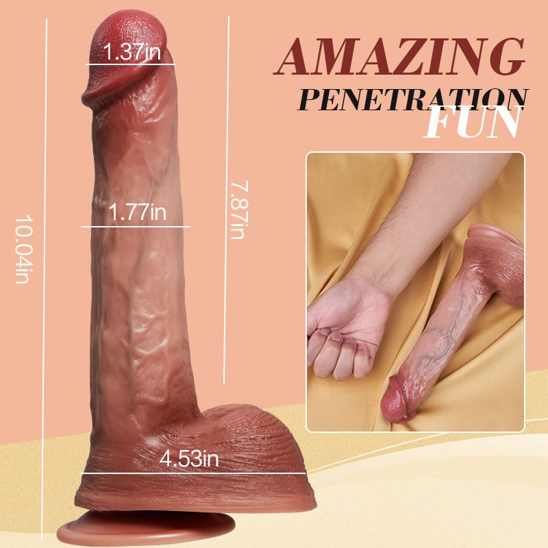 Longer Thrusting Vibrating Heating Lifelike Dildo 10.04 Inch