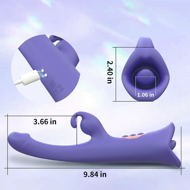 Sophia Clit Nipple Anal Stimulation Rabbit Licking Vibrating Flapping 4 IN 1 Stimulator