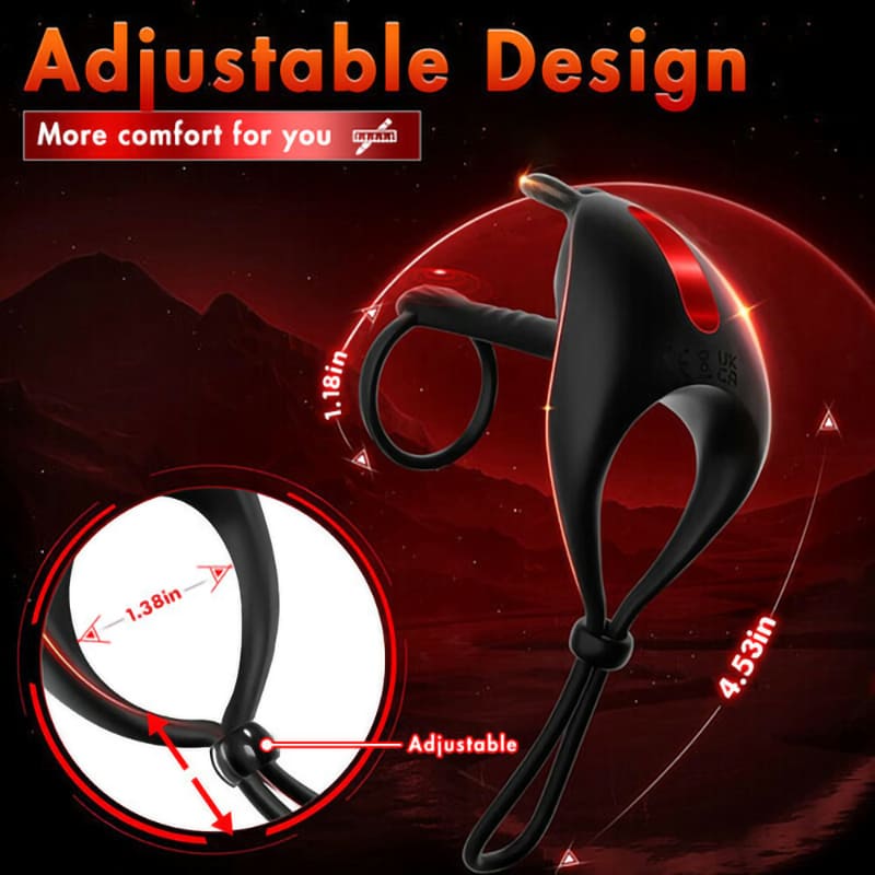 Adjustable Vibrating Dual Penis Ring Couples Shared Erection Rabbit Vibration