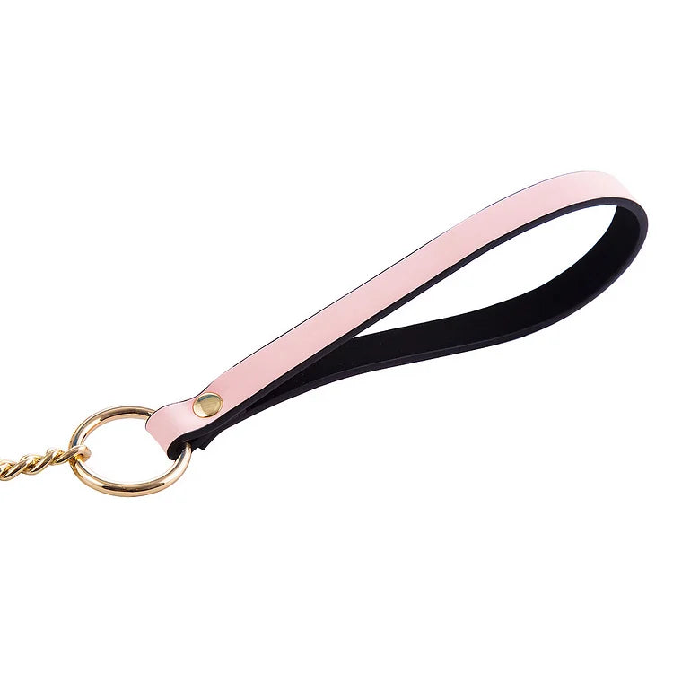 Luminous Pu Leather Chain Collar With Leash Bdsm Bondage