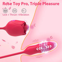 Load image into Gallery viewer, Rose Female Tongue Licking Egg Jumping Telescopic Masturbation Device Double-headed Vibrating Sex Toy