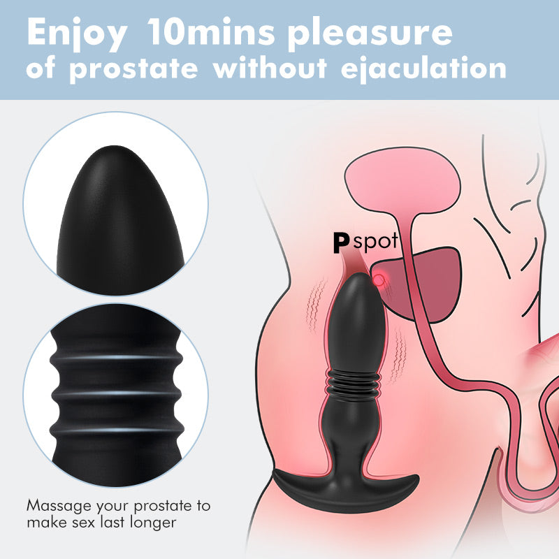 7 Thrusting 7 Vibration 3 Folds Male Anal Prostate Massaging Butt Plugs