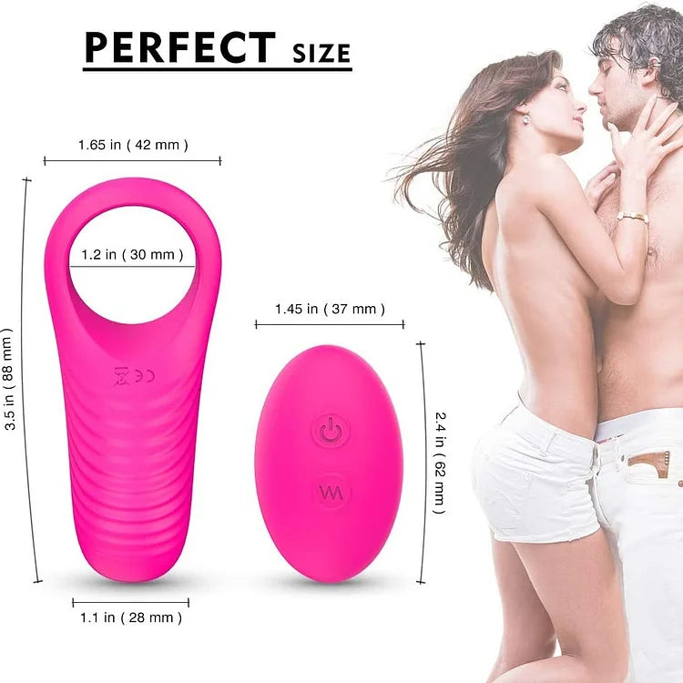 Vibrating Cock Ring, Remote Control 9-Speed Penis Ring Vibrator Medical Silicone Waterproof Rechargeable Powerful Vibration Sex Toy