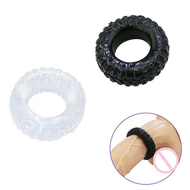 2pcs Rally Tire Silicone Penis Ring