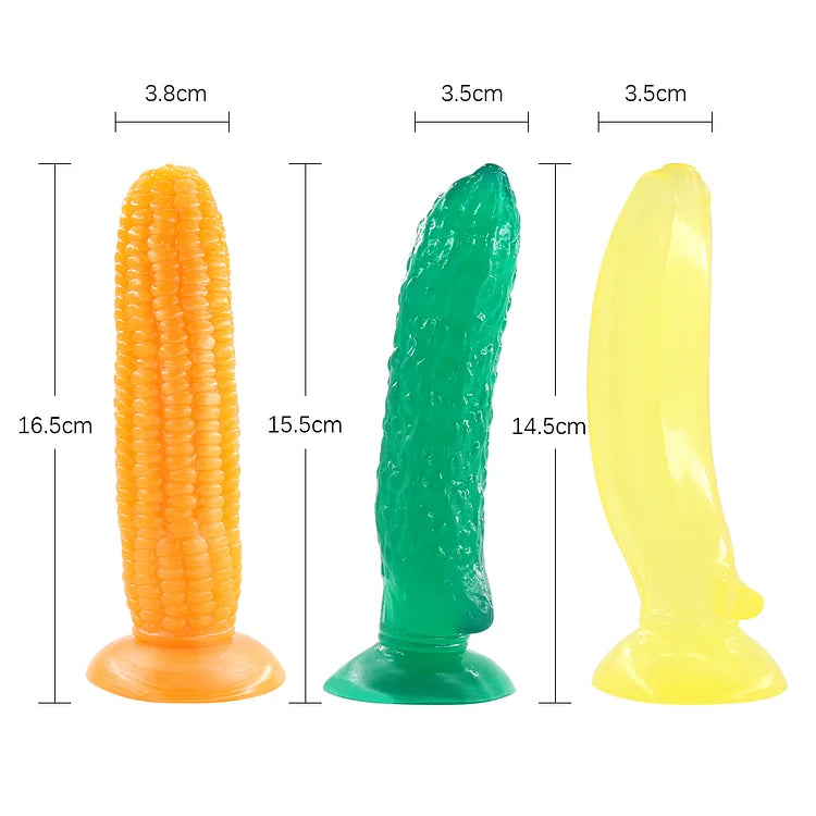 Jelly Penis Realistic Cucumber Banana Corn Dildo Sex Toys With Suction Cup