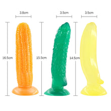 Load image into Gallery viewer, Jelly Penis Realistic Cucumber Banana Corn Dildo Sex Toys With Suction Cup