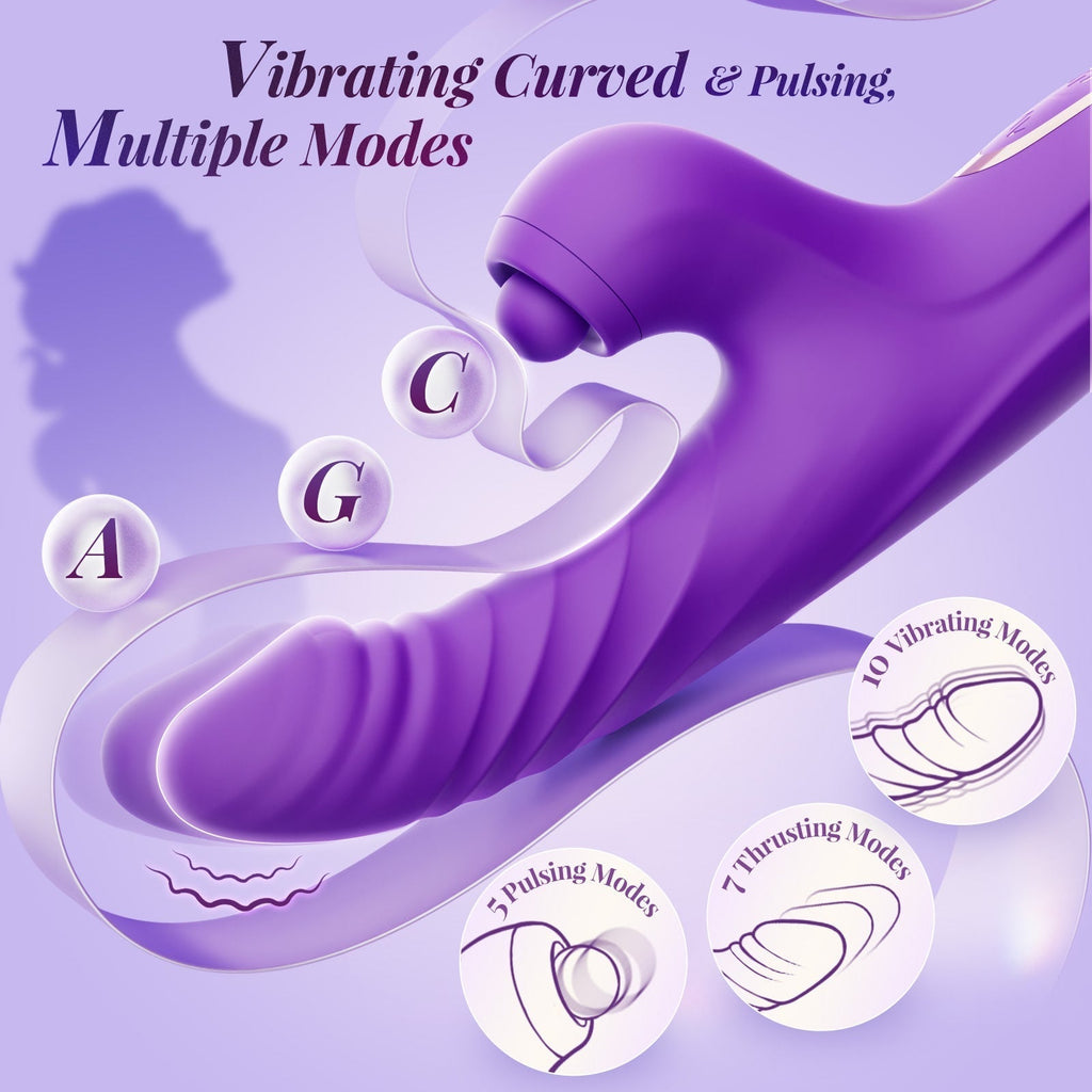 CHERLY 4 in 1 G Spot thrusting & sucking vibrator Clitoral Stimulator