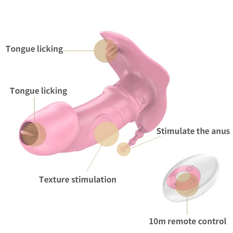 3 In 1 Licking Sucking Vibrator Anal Vagina Heating Clitoris Stimulator