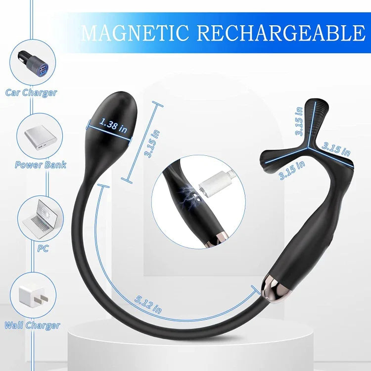 Prostate Massager Anal Vibrator Double Ring Butt Plug Wireless Remote