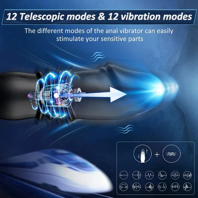 Double-ring 3-in-1 Remote-control Telescopic Vibration Prostate Massager