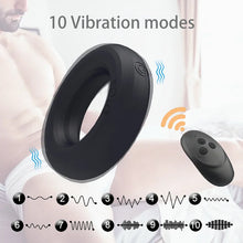 Load image into Gallery viewer, Silicone Vibrating Penis Ring Cock Ring Vibrator Delay Ejaculation Toy With Remote Control