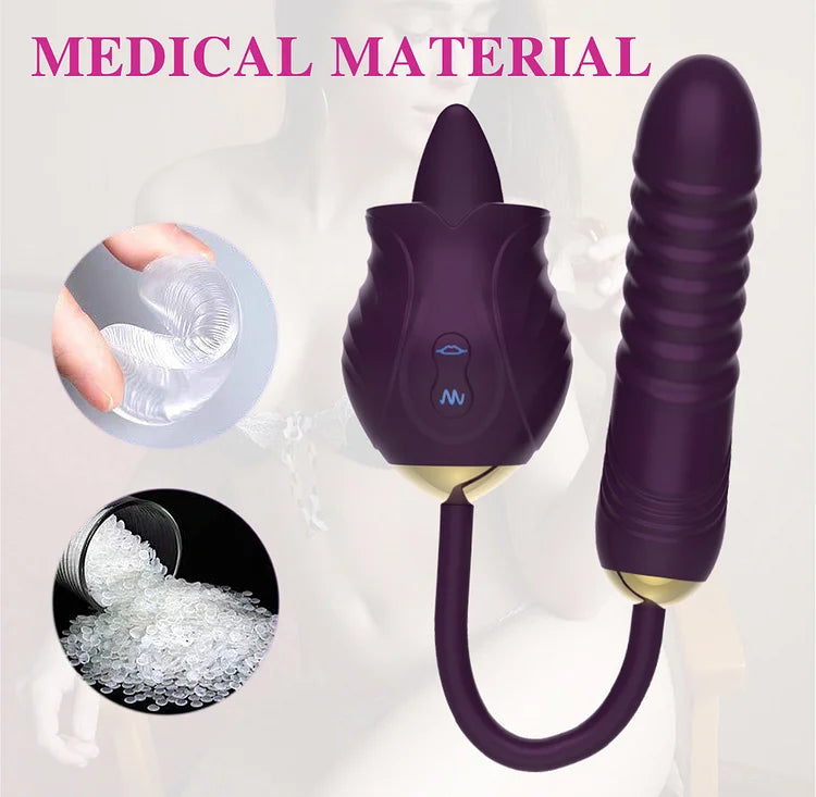 Rose New Product Manting Flower Generation 6 G-spot Tongue Lick Vibration Constant Temperature Double Headed Female Masturbation Female Sex Toy