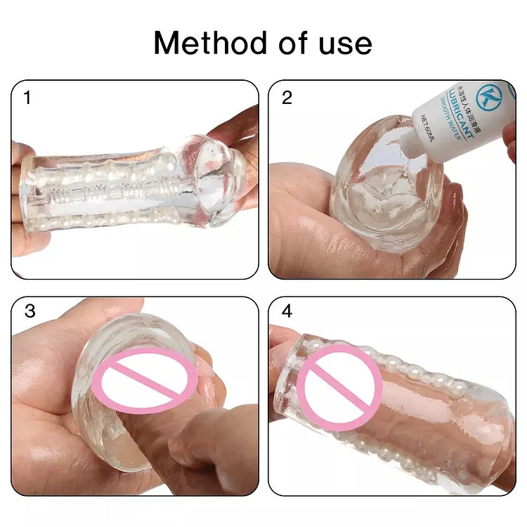 Transparent Oral Anal Sex Masturbation Cup With Beads