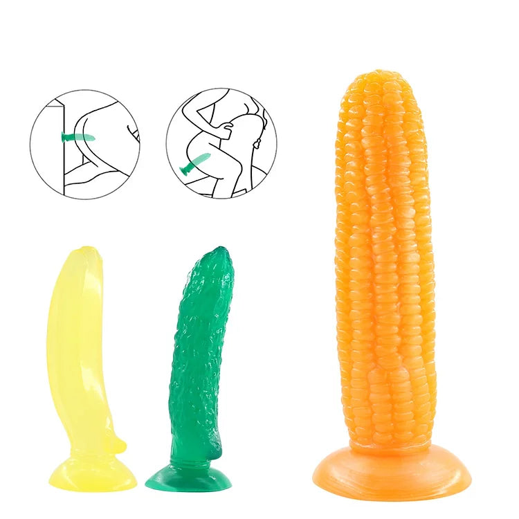 Jelly Penis Realistic Cucumber Banana Corn Dildo Sex Toys With Suction Cup