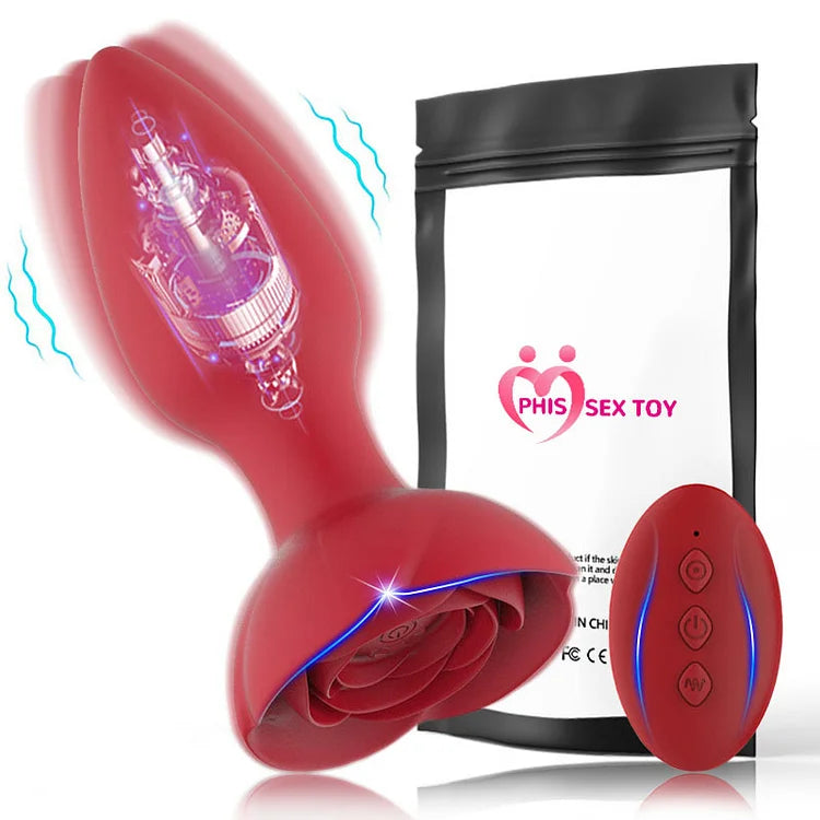 Rose Anal Plug Silicone Backyard Vibration Anal Plug With Remote Control