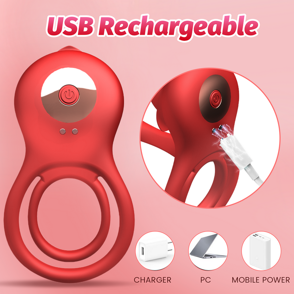 Rose Shackle Remote Control Dual-motor Vibration Penis Ring For Couples