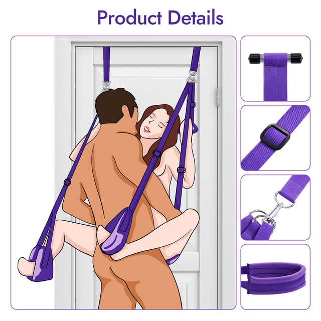 Door Swing - Upgraded Sex Swing with Hand Rings, Black and Purple