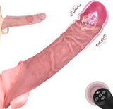 10 Vibration Silicone Vibrating Penis Extender with Ball Stretcher