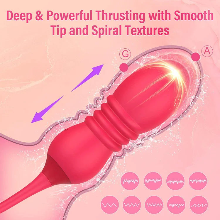 Rose Toy Tongue-licking Vibrator And Remote Control Retractable Jump Egg Set