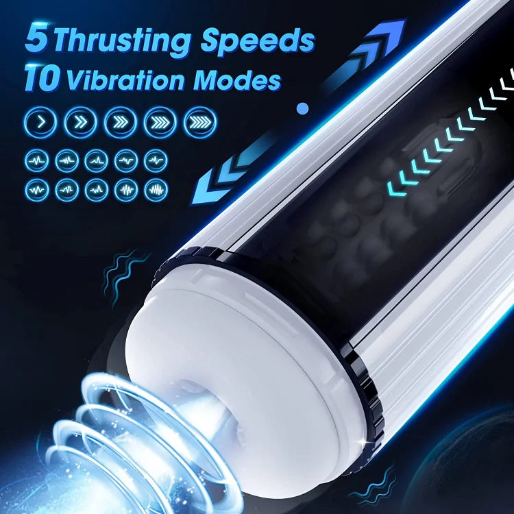 Men Automatic Telescopic Male Masturbator Vibration Real Vagina Blowjob Machine Masturbation Cup