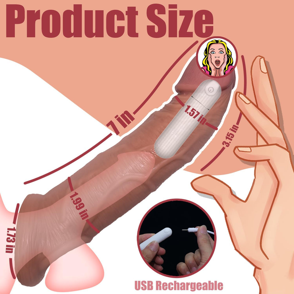 8 Inch Vibrating Penis Sleeve with 10 Vibration Modes