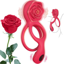 Load image into Gallery viewer, 9X Vibrating  Rose Clitoral Stimulator Cock Ring