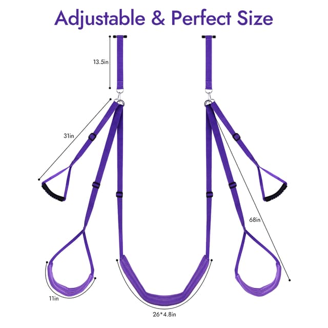 Door Swing - Upgraded Sex Swing with Hand Rings, Black and Purple