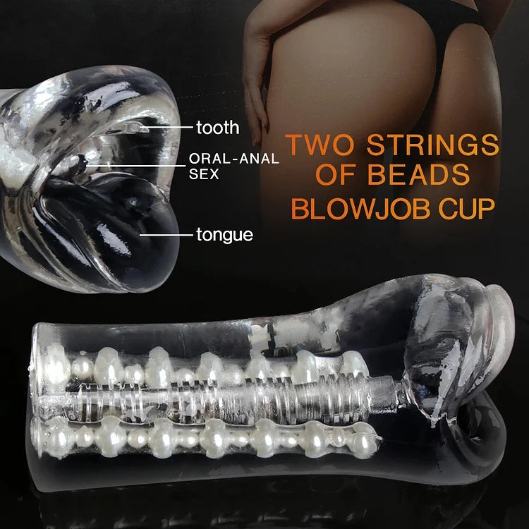 Transparent Oral Anal Sex Masturbation Cup With Beads