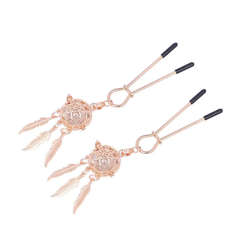 Metal Feather Lantern Nipple Clamps Clips Torture Slave BDSM Breast Bondage Restraint Sex Toy For Women Couple Play Game