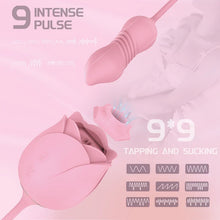 Load image into Gallery viewer, 3-in-1 Double Headed Sucking And Tapping Rose Toy With Telescopic Jumping Egg