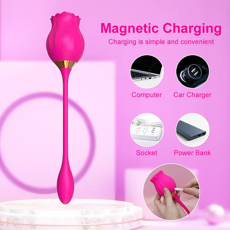 New Rose 2 In 1 Sucking Vibrator With Bud Skipping Egg