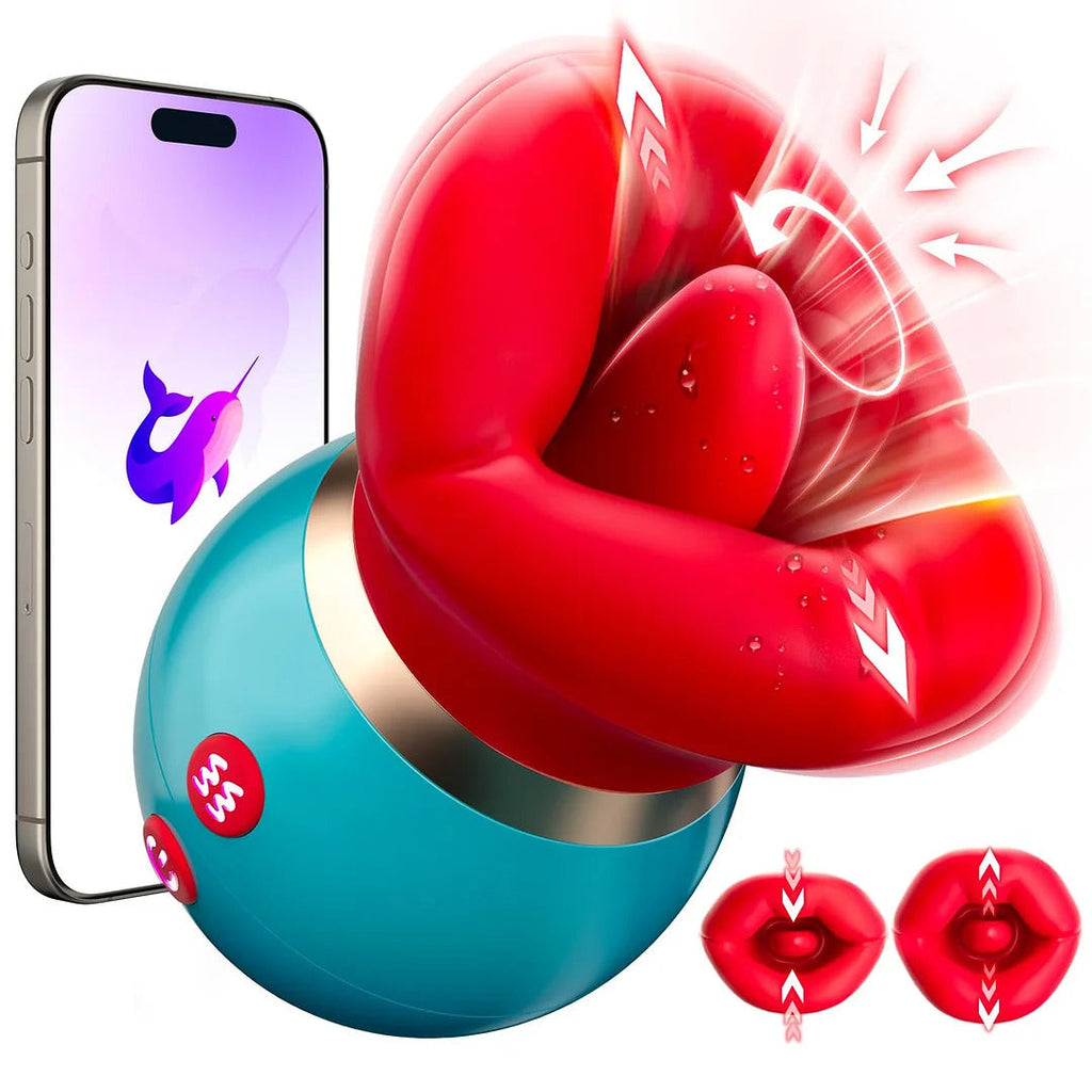 3in1 App Remote Control Big Mouth Vibrator With 360° Tongue Licking & Sucking & Vibrating