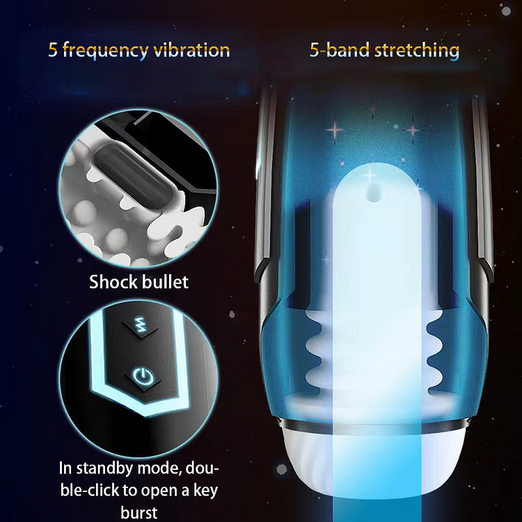 Aircraft Cup 5-Frequency Telescoping Penis Exerciser Male Masturbation