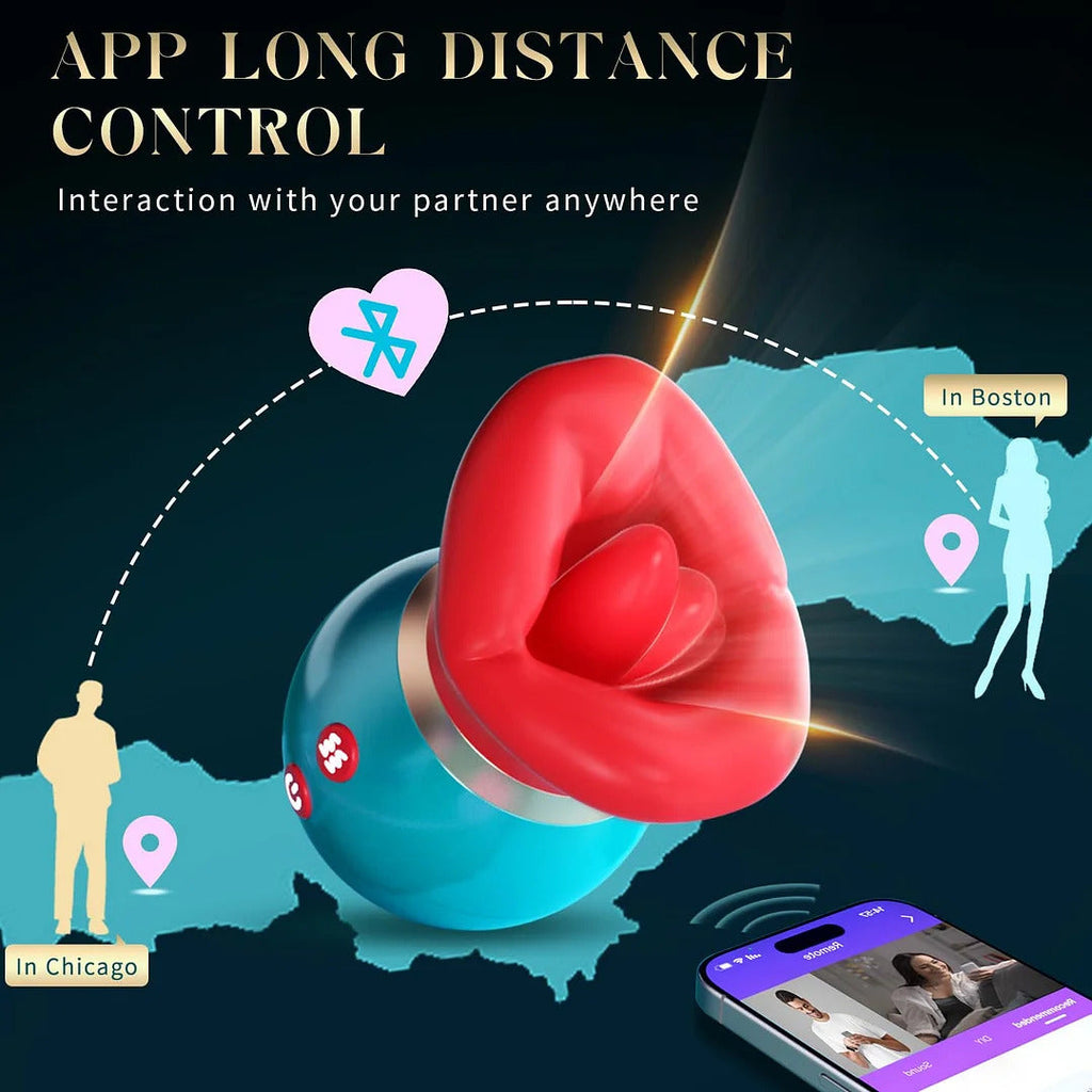 3in1 App Remote Control Big Mouth Vibrator With 360° Tongue Licking & Sucking & Vibrating