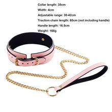 Load image into Gallery viewer, Luminous Pu Leather Chain Collar With Leash Bdsm Bondage