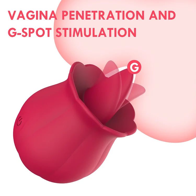 10 Speeds Vibrating Rose Shape Tongue Licking Vibrator For Women