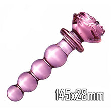 Load image into Gallery viewer, Glass Dildo Pink Rose Flower Butt Plug