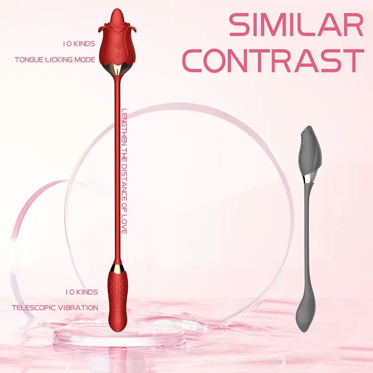 New Rose Tongue Licking Vibrator With A Thrusting Bullet