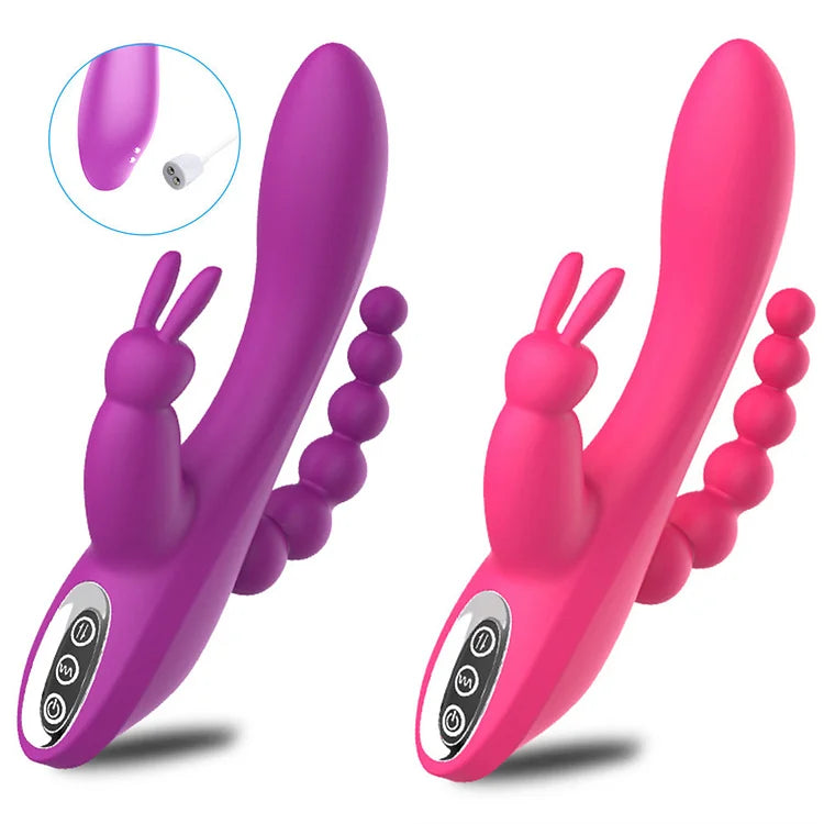 G Spot Dildo Rabbit Vibrator 3-in-one function Vibration Waterproof