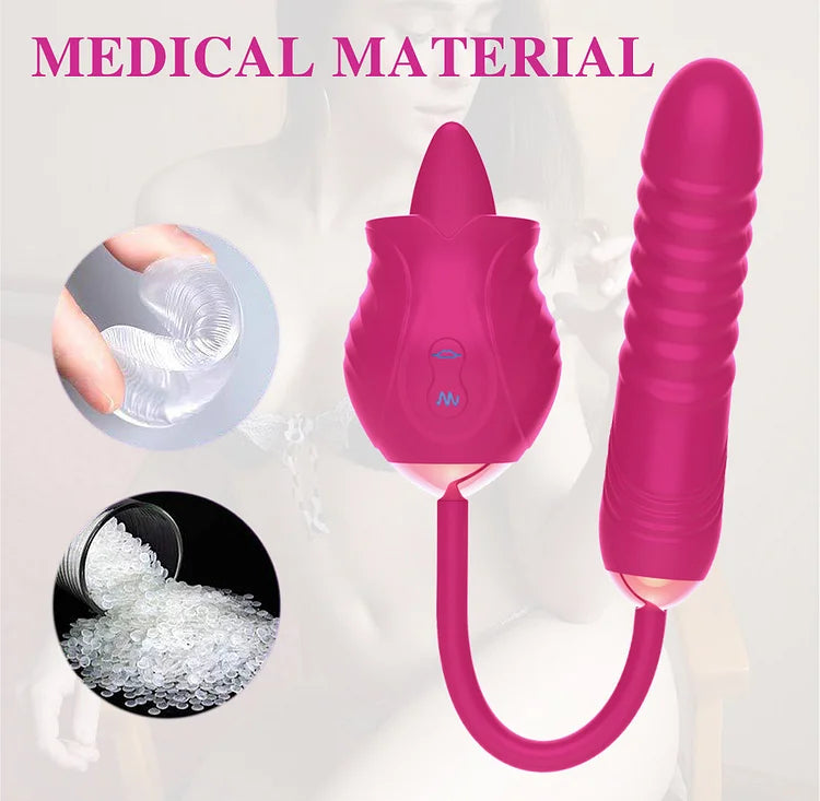 Rose New Product Manting Flower Generation 6 G-spot Tongue Lick Vibration Constant Temperature Double Headed Female Masturbation Female Sex Toy